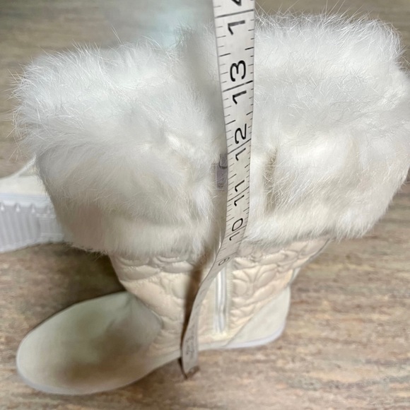 Coach Talen suede and quilted mid-calf boots w/ faux fur - Picture 7 of 10